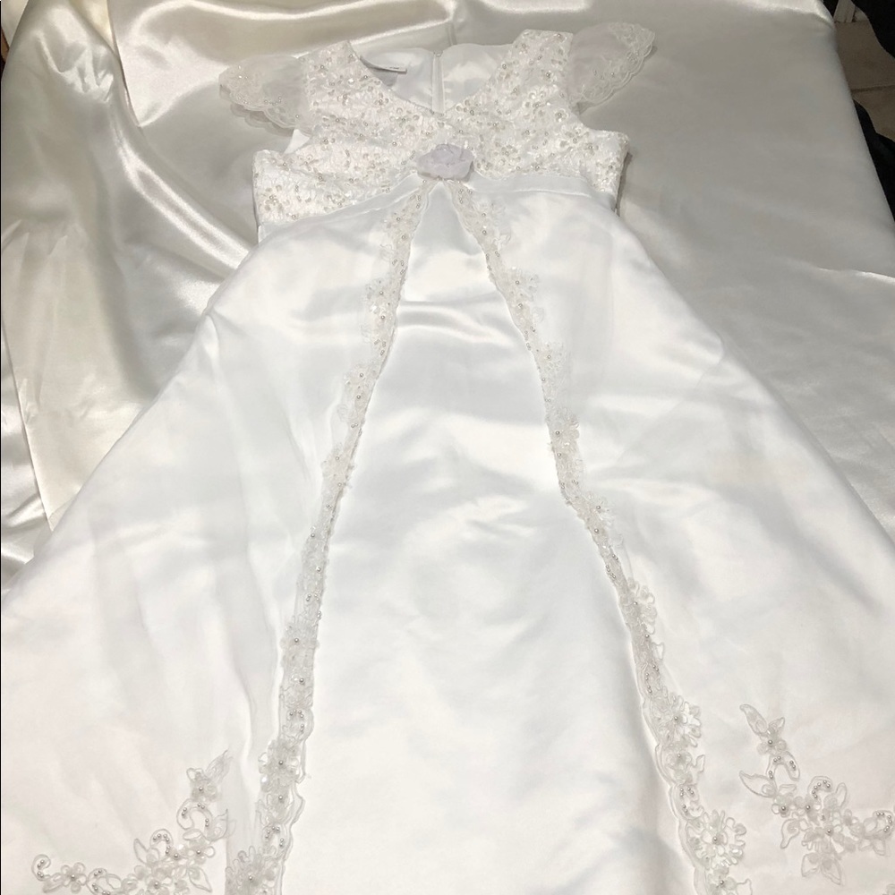 Bonnie Jean Beautiful Pearls & White Formal Gown